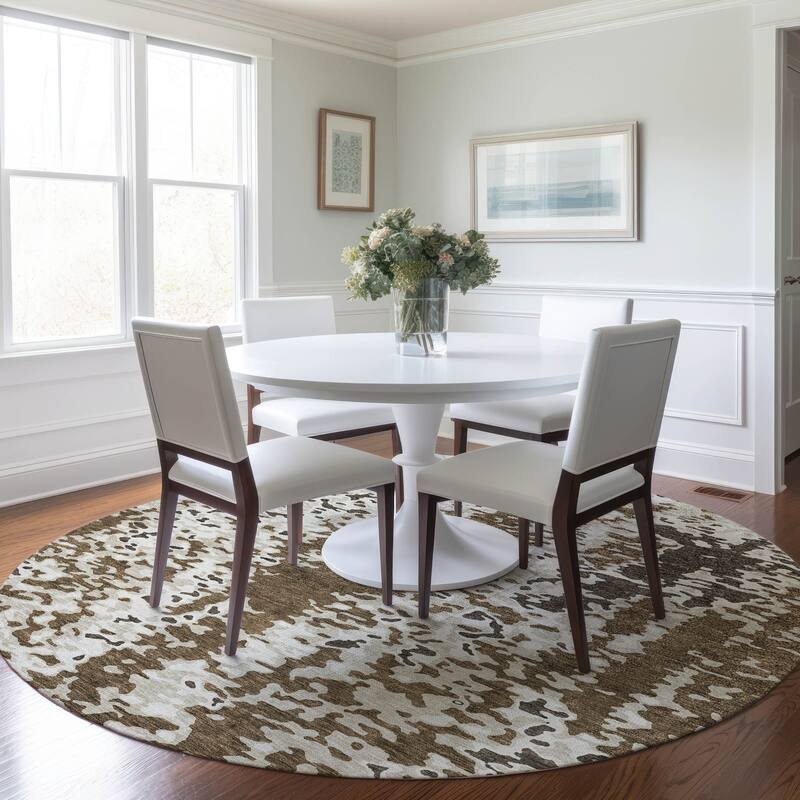 Machine Washable Indoor/ Outdoor Abstract Chantille Rug