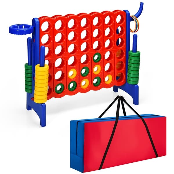slide 2 of 30, Costway Giant 4 in A Row Jumbo 4-to-Score Game Set W/Storage Carrying - See Details Red/Blue