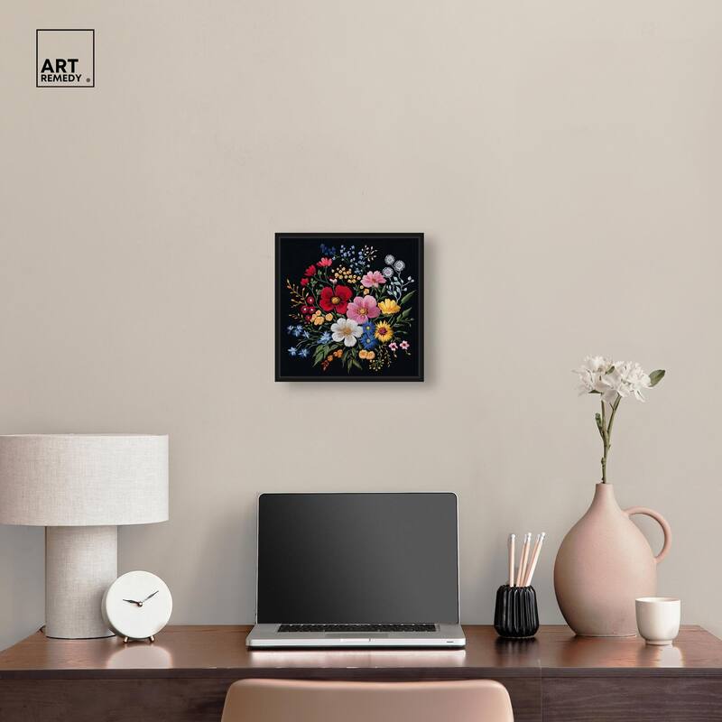 Midnight Wildflower Weave Canvas by Art Remedy