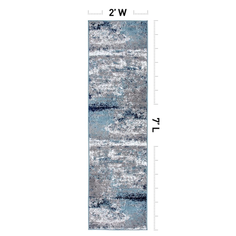 World Rug Gallery Distressed Abstract Watercolor Area Rug