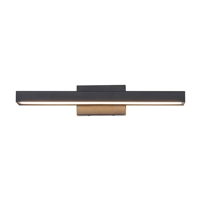 23.6" W 1-Light Modern Black Finish Rectangle Linear Metal Integrated LED Outdoor Wall Sconce