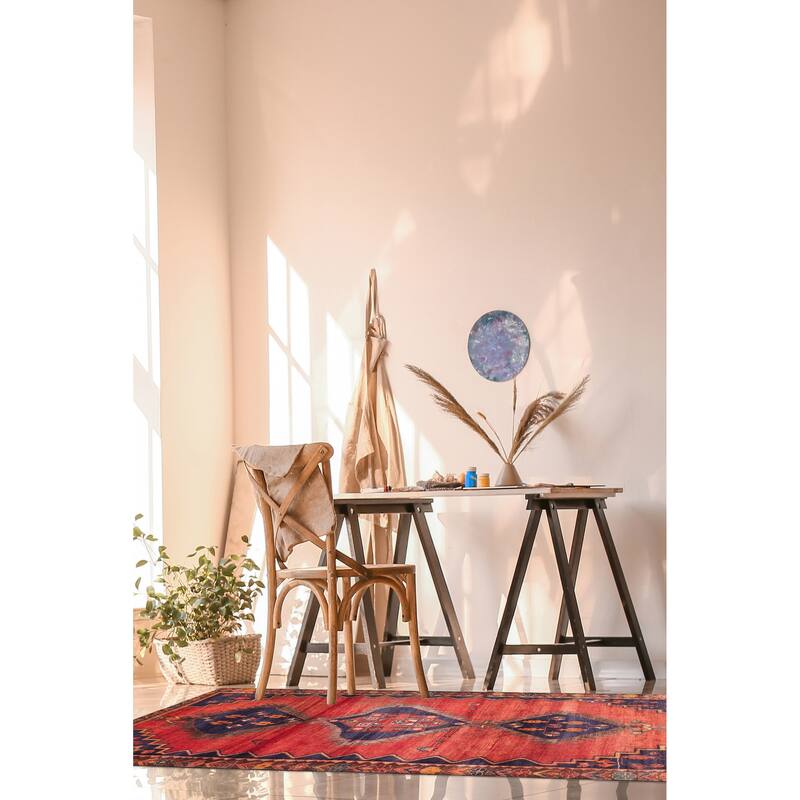 ECARPETGALLERY Hand-knotted Melis Red Wool Rug - 4'9 x 9'1