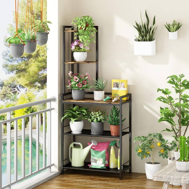 5 Tier Corner Shelf Stand - 24"D x 12"W x 55.7"H