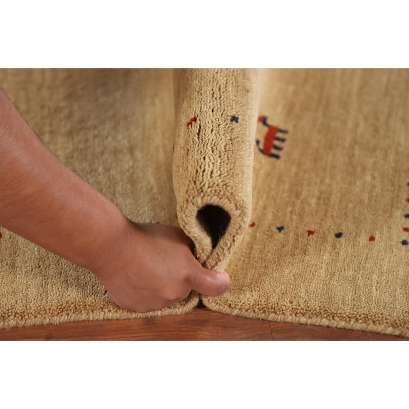 Tribal Gabbeh Area Rug Handmade Oriental Wool Carpet - 3'11"x 5'10"