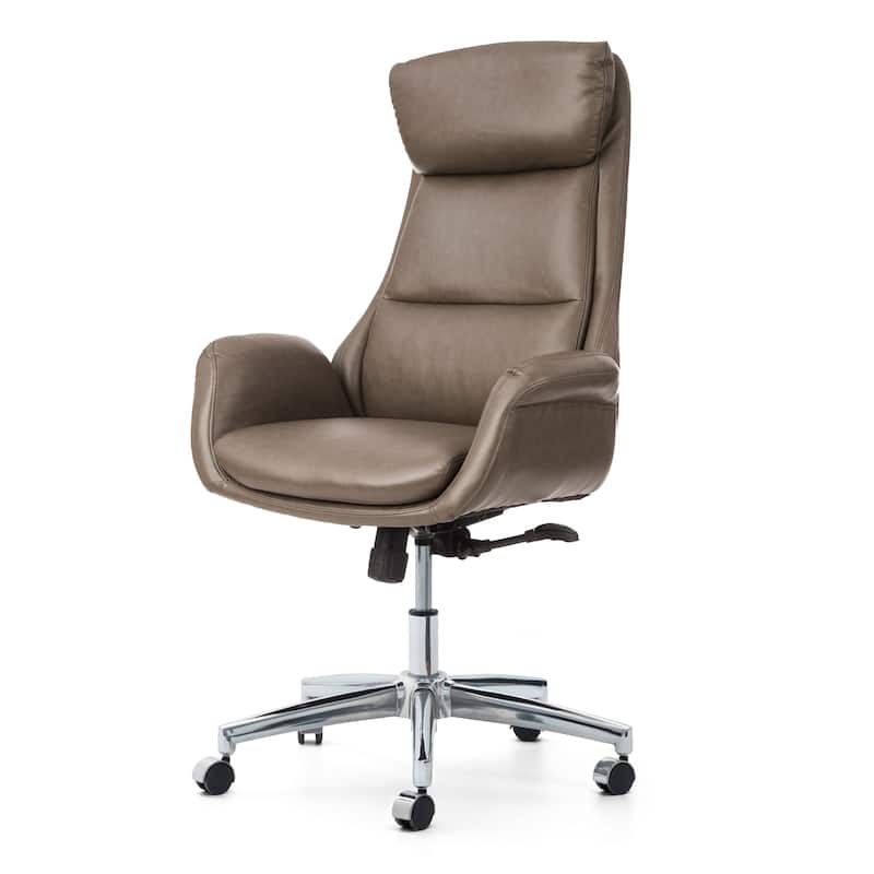 Glitzhome Modern High-Back Leatherette Adjustable 360-Degree Swivel Executive Office Chair - 1-PieceGrey