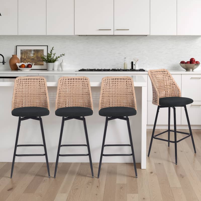 28.7"H Swivel Bar Stools/ Counter Stools with Metal Legs Set of 4 - Set of 4 - Black