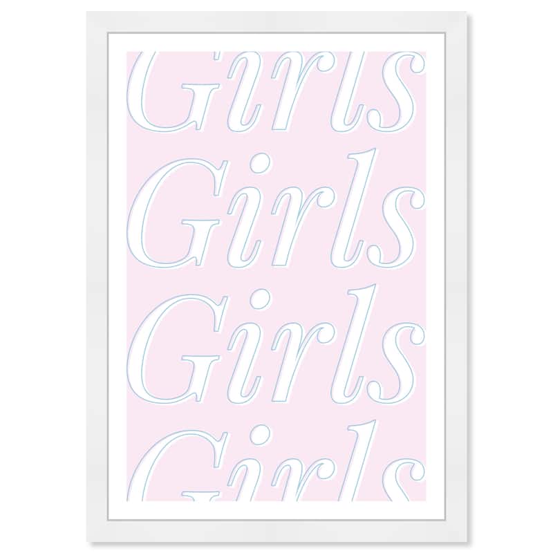 Olivias Easel Prints 'Girls Girls Girls' Typography and Quotes Pink Wall Art Framed Print