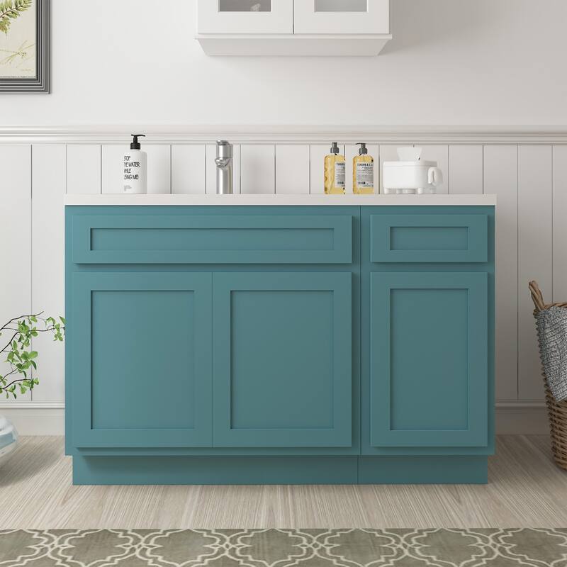 Vanity Art 45" Oak Freestanding Bathroom Vanity Cabinet without Top - Green
