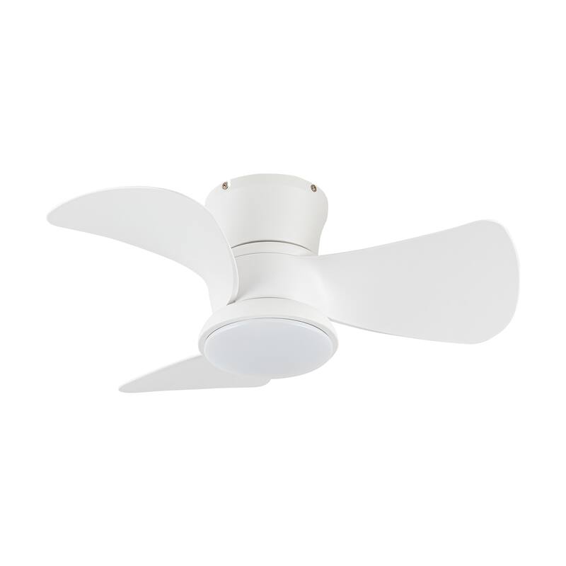 31-inch Modern Black Propeller Flush Mount Ceiling Fan with Light and Remote