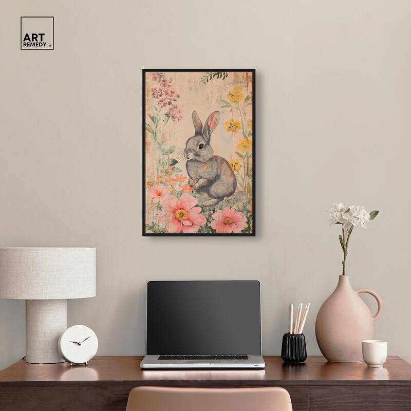 Floral Bunny Canvas by Art Remedy