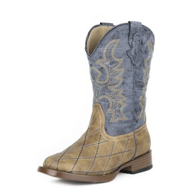 Roper Western Boots Boys Cowboy Diamond Stitch Tan 09-119-1900-0080 TA