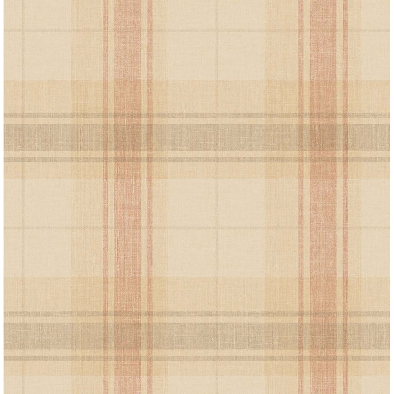 Seabrook Designs Delphia Plaid Unpasted Wallpaper - 20.5 in. W x 33 ft. L - Terracotta & Caramel