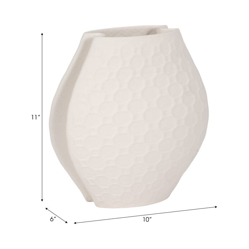 Sagebrook Home Elphantine 3D Printed Vase, Ivory/Beige, Bud, Texture