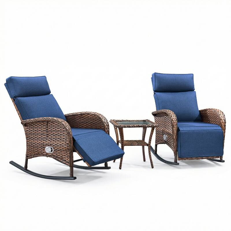 Pocassy Versatile Outdoor Recliner Rocker Chair with Side Table