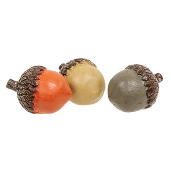 Multicolor Acorns 12 Carved Resin Acorns in Multi Colors with Wooden Crate, Perfect for ...