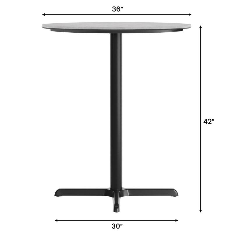 Commercial HPL Tabletop with Bar Height Crisscross Base - 36"W x 36"D x 42"H