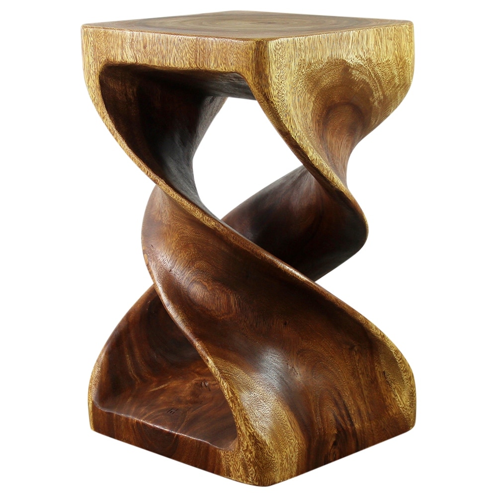 Haussmann Double Twist Solid Wood End Table - 12 x 12 x 20 in - Walnut - 12" x 12" x 20"