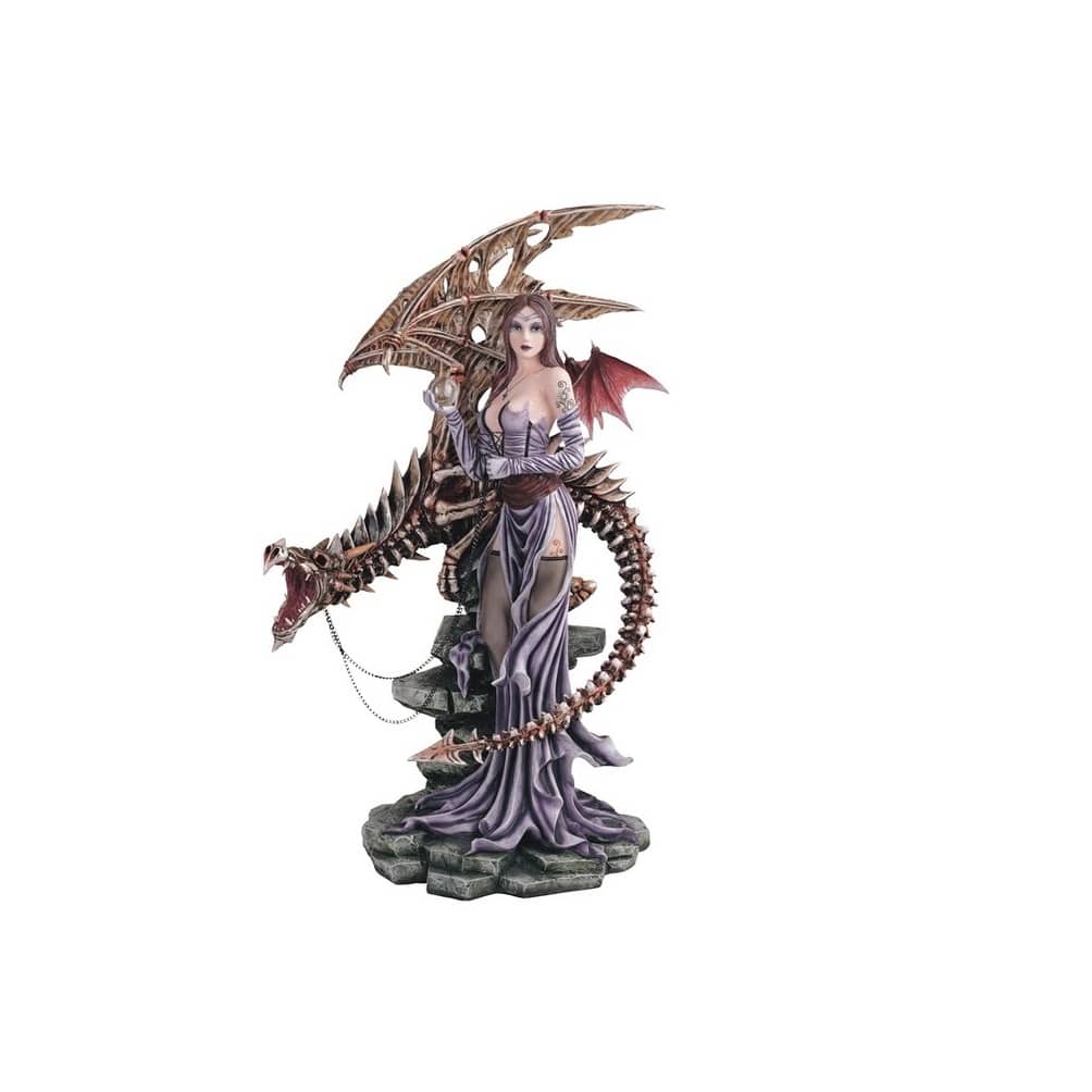 Q-Max 26"H Gothic Fairy with Skeleton Ghost Dragon Statue Fantasy Decoration Figurine Large Sculpture