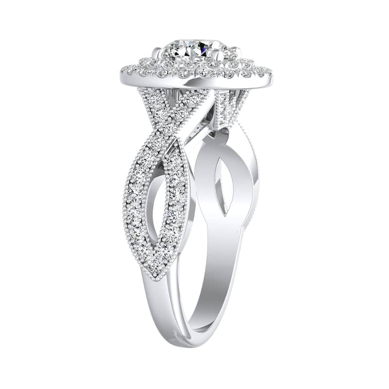 Auriya 14k Gold Vintage 1 1/6ctw Double Halo Diamond Engagement Ring (G-H, VS1-VS2)