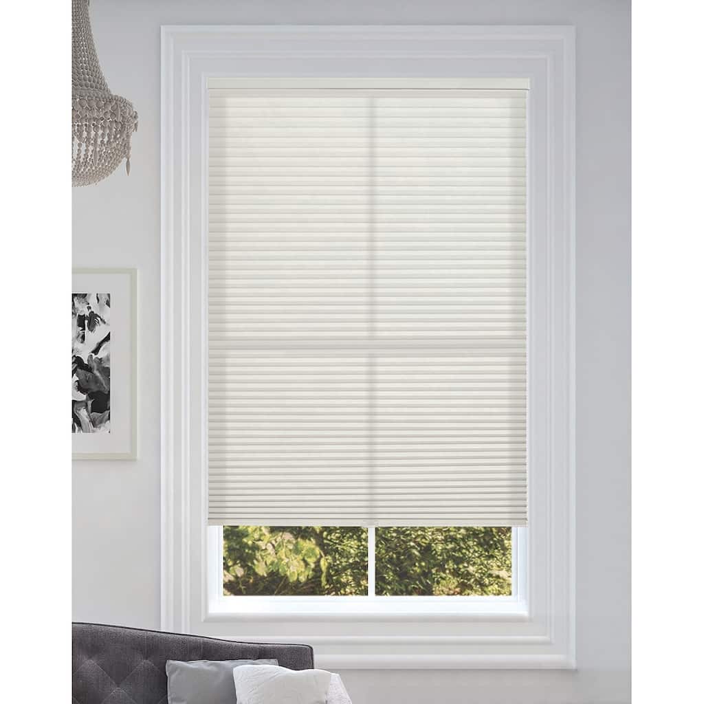 BlindsAvenue Cordless Light Filtering Cellular Honeycomb Shade, 9/16" Single Cell, White Dove