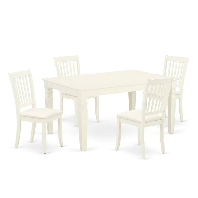 HomeStock 5-Piece Rectangle Buttermilk and Cherry Finish Solid Wood Top Dining table with 4-Chairs with Butterfly Leaf Slat Back