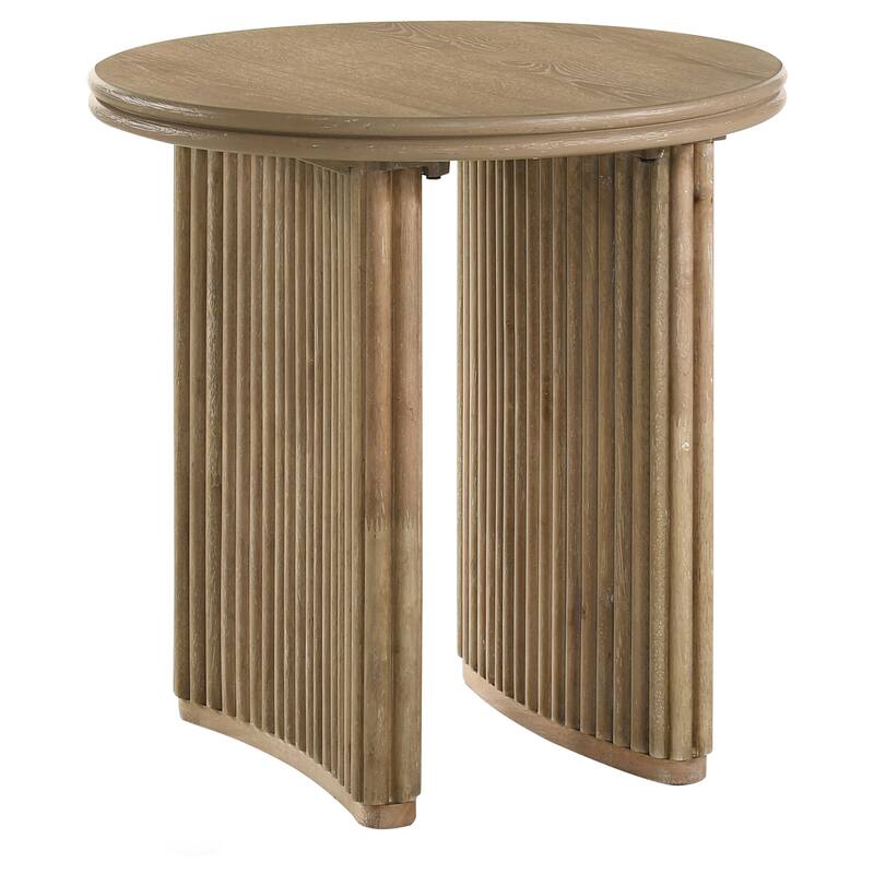 Adina Round Wood Side End Table Distressed Light Brown - 23.5'' x 23.5'' x 24'' - Distressed Light Brown