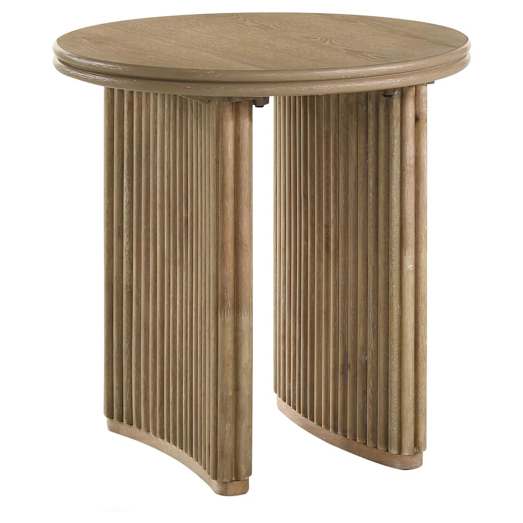Adina Round Wood Side End Table Distressed Light Brown - 23.5'' x 23.5'' x 24''