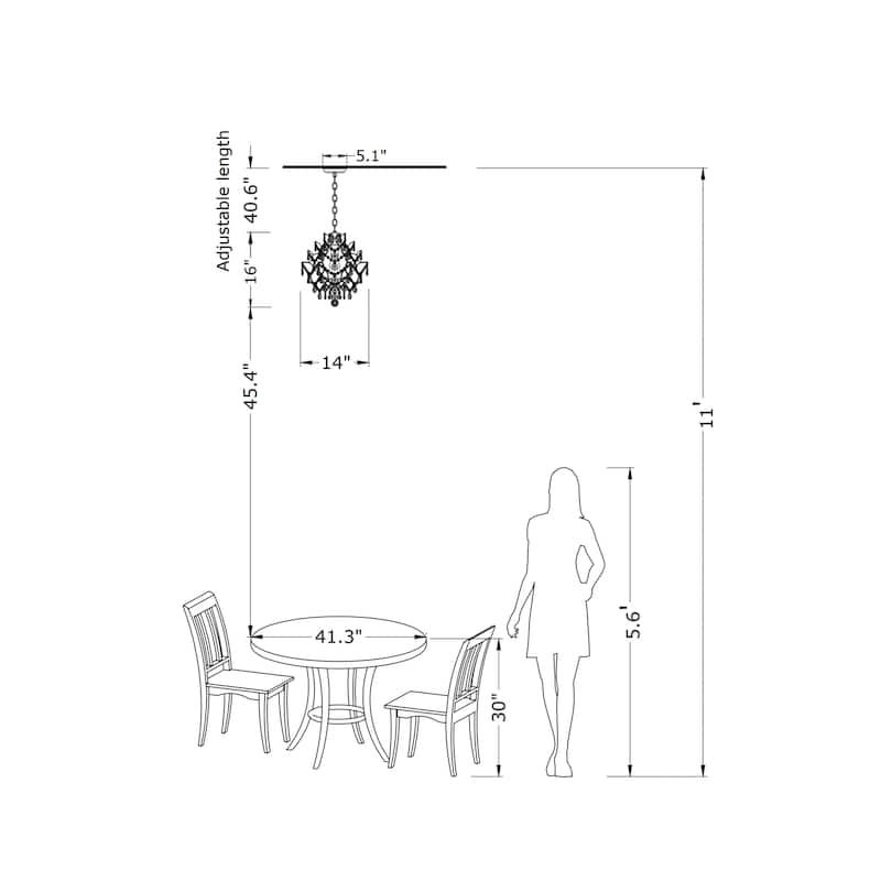 Dalia Brushed Silver-ish Champagne Single Light Mini Chandelier - 14 inches D x 16 inches H