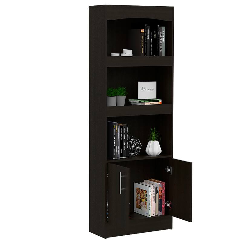 Bookcase for Office, Metal Hardware, Black Wengue Finish