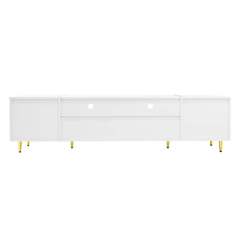 70.9" Luxury LED TV Stand with Smart Lighting - 2 Cabinets, 2 Drawers and Anti Tip Design and Cable Management