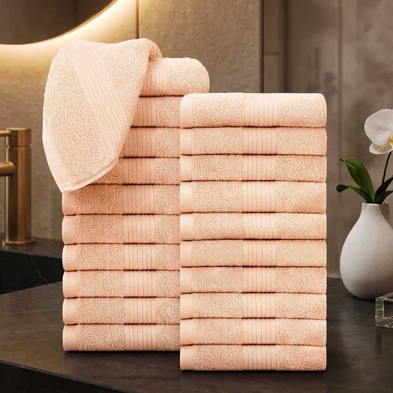 Pure Cotton 600GSM Face Cloths 12X12 Inch by Ample Decor - 20 Pcs