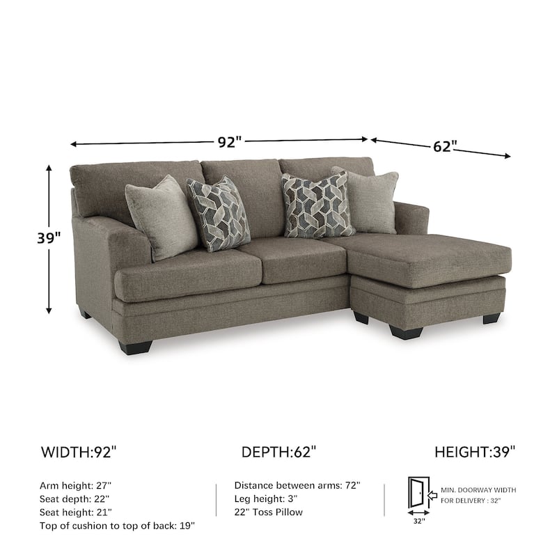 Signature Design by Ashley Stonemeade Sofa Chaise - 92" W x 62" D x 39" H