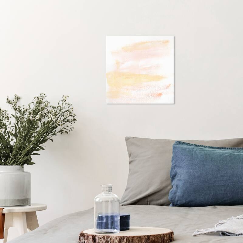 Wynwood Studio Canvas Abstract Bright Day White and Light Orange Modern & Contemporary Wall Art Canvas Print - 12 x 12
