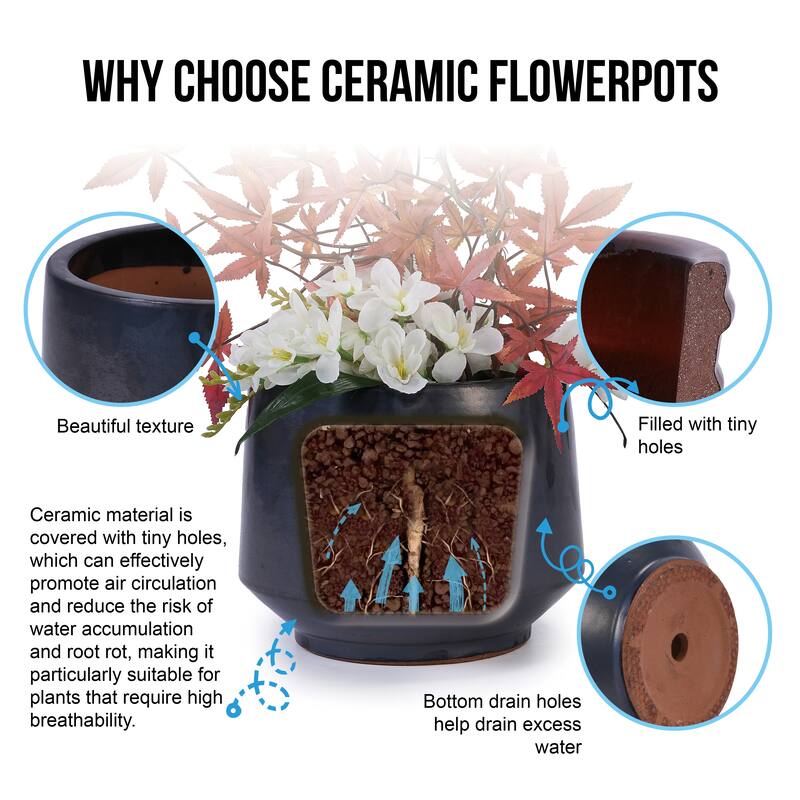 Ceramic Planter Pot for arranging Monstera Fiddle-Leaf Fig, Drainage