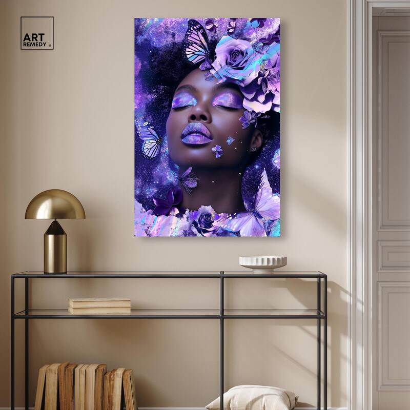 A Glistening Neon Woman Canvas by Art Remedy, Gallery Wrapped