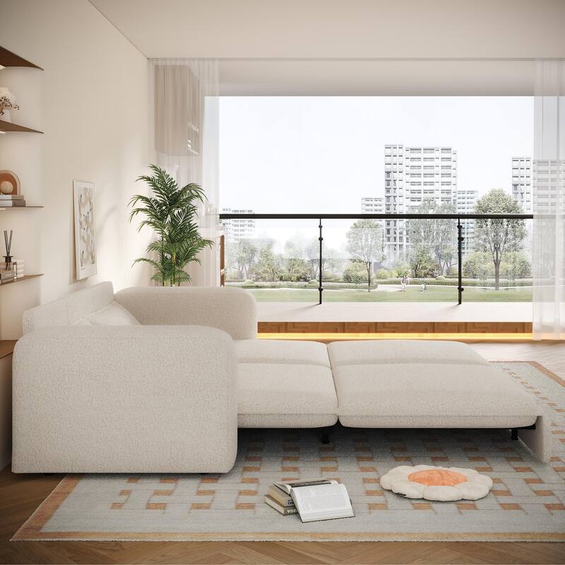 GDFStudio - Teddy 93" 3-in-1 Convertible Sleeper Sofa with 2 Lumbar Pillows