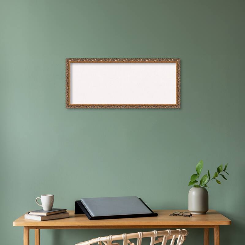 Antique Bronze Wood Framed White Corkboard Bulletin Board
