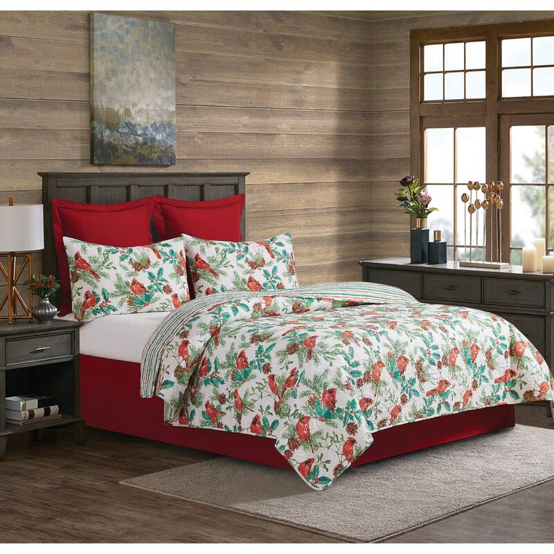Delwyn Cardinal Cotton Quilt Set