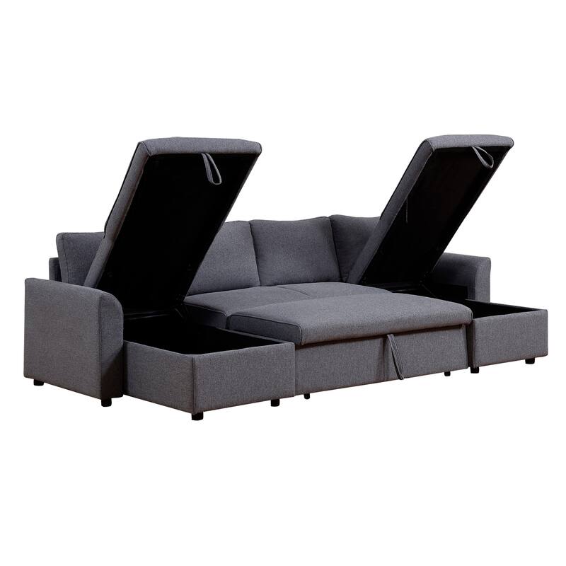 Fashionable U-Shape Pull-out Sleeper Sectional Sofa