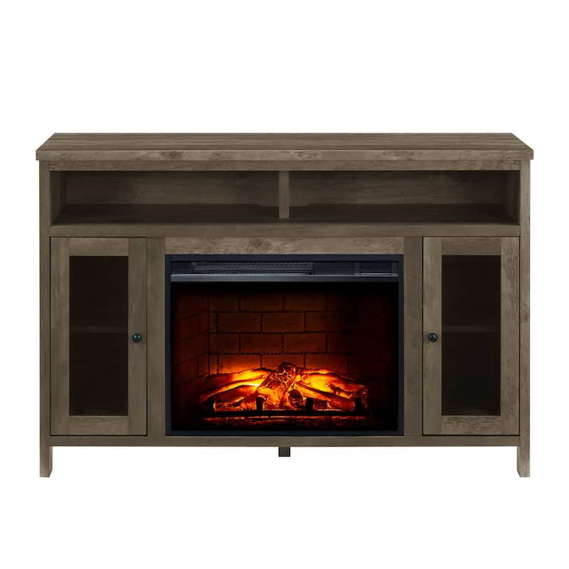 Pleasant Hearth Davis 48" TV Stand Electric Fireplace Washed Chestnut Finish