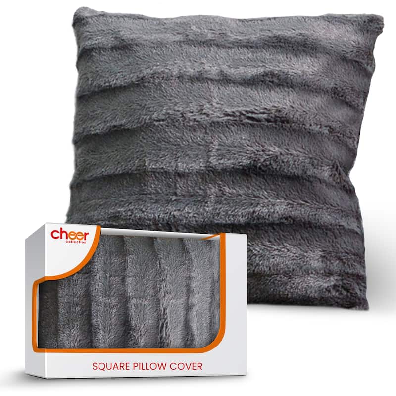 Cheer Collection FauxFur Throw Pillow Cover - 18x18 - Grey