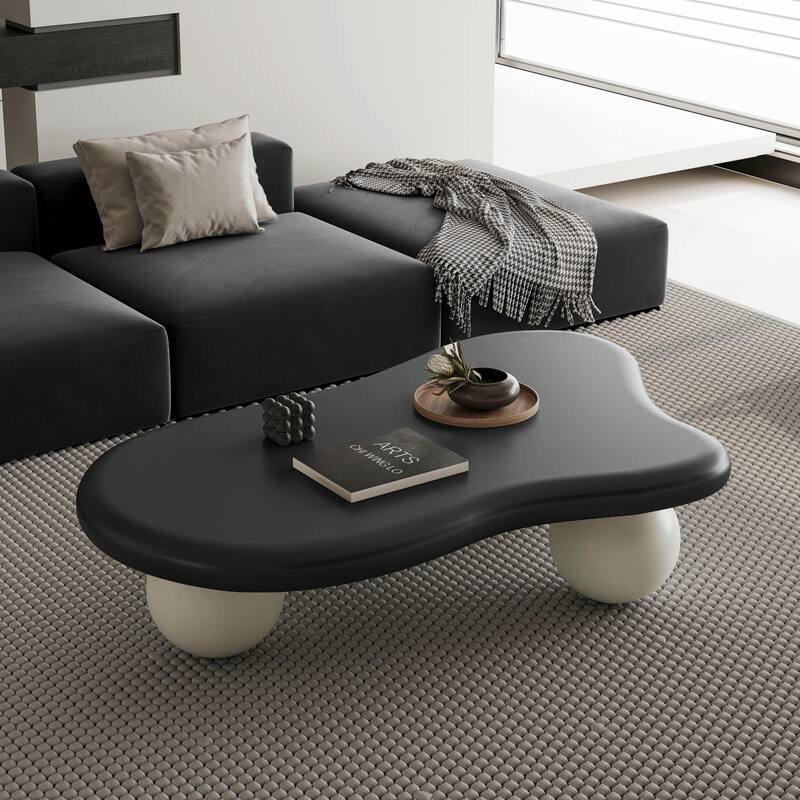 47-Inch Cloud-Shaped Coffee Table with 3 Ball Legs for Living Room
