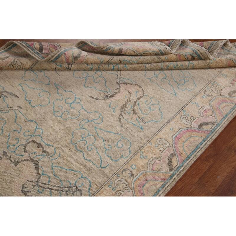 Handmade Vegetable Dye Oushak Turkish Area Rug Oriental Wool Carpet - 5'4"x 7'1"