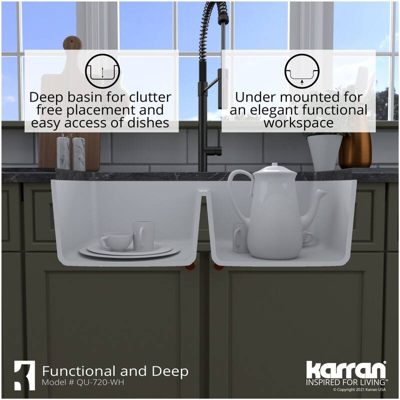 Karran USA QU-720 Quartz QU 33-1/2" Undermount Double Basin Quartz