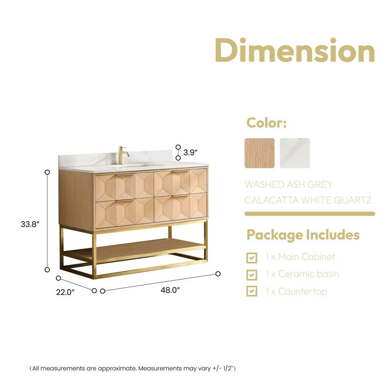Milagro Bath Vanity with White Quartz Stone Top without Mirror