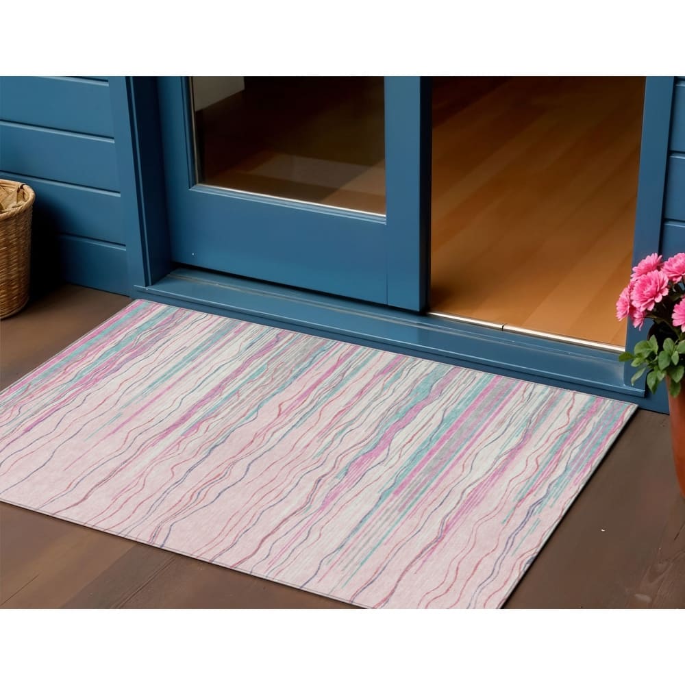 HomeRoots Striped Transitional Rectangle Outdoor Rug