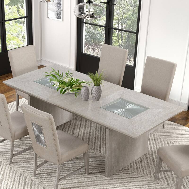 Furniture of America Juniper 5-Piece Light Grey Wood Extendable Dining Set