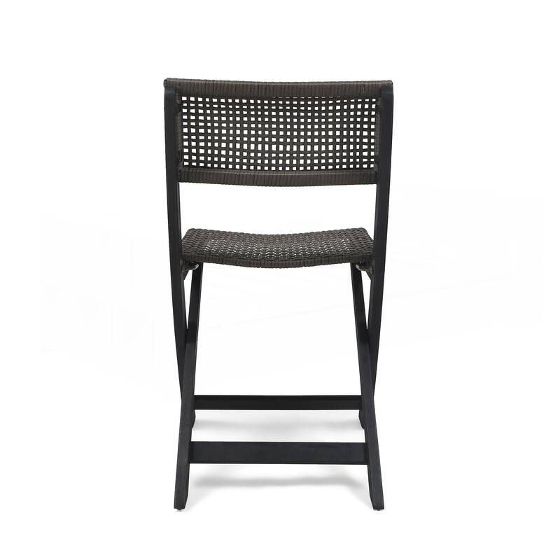 Set of 2 Acacia Wood Foldable Wicker Chairs