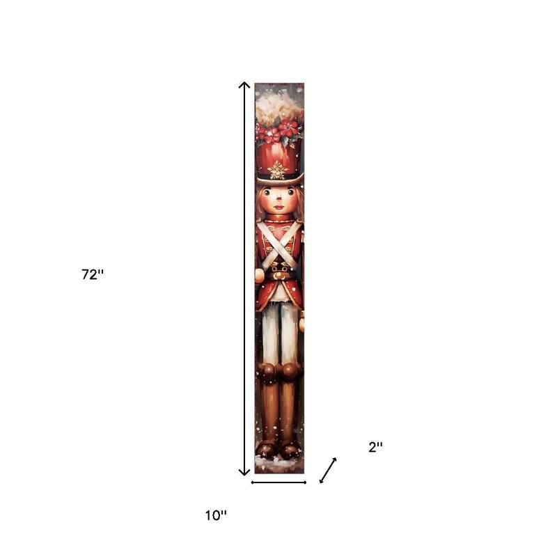 HomeRoots 72" Black And Red Solid Wood Christmas Female Nutcracker Porch Sign
