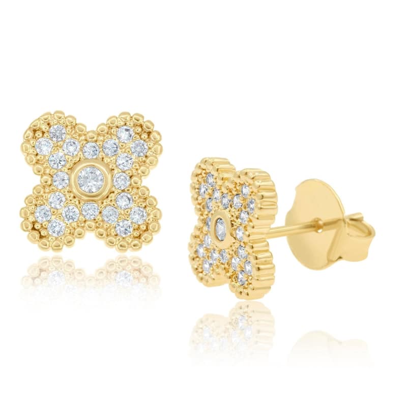 SHYMI Small Pave Clover Earrings